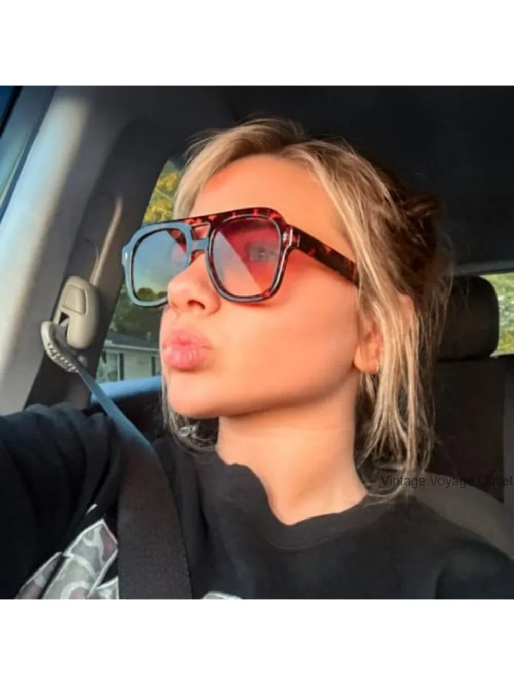 Retro Thick Aviator Sunglasses Oversized Square Pilot Chunky Shades